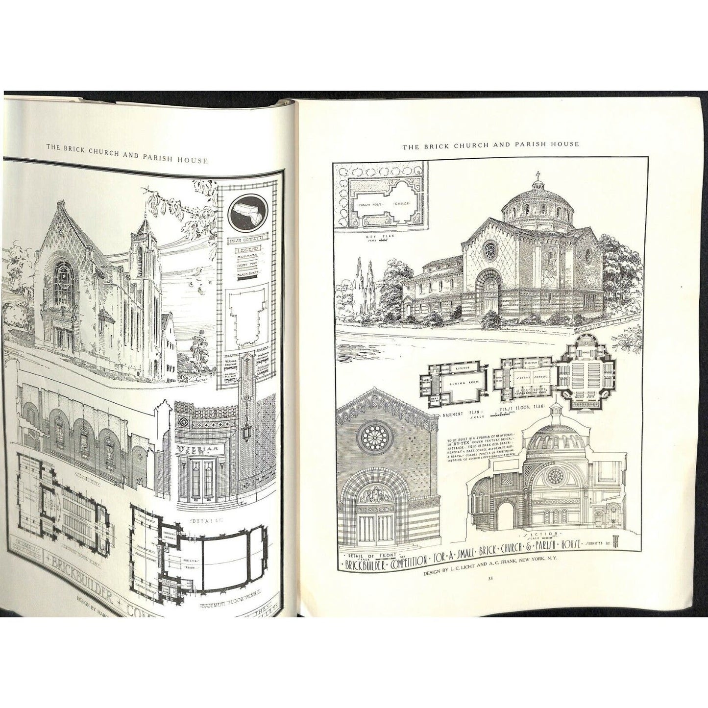 Scarce 1915 "The Brick Church and Parish House" 80pp. Large Format Designs