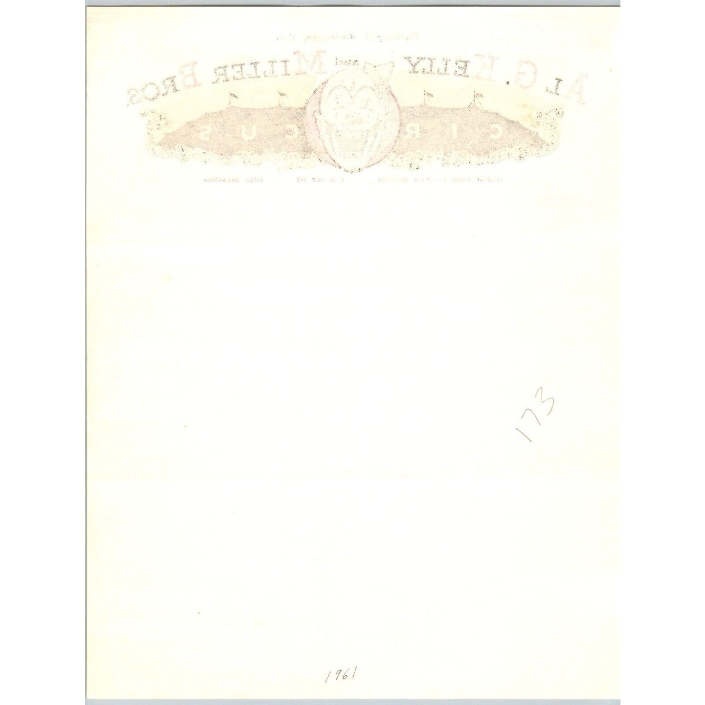 Al G. Kelly and Miller Bros 25th Anniv. Tour Circus Letterhead Tent c1961 Scarce