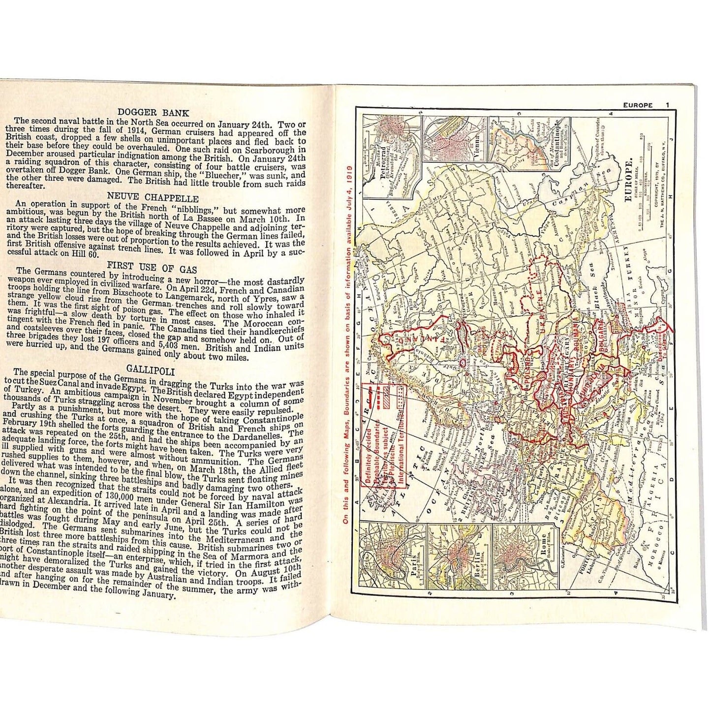Lovell's "A New Atlas of the World" WWI c1919 SC Book 32pp Maps+++Text pp.
