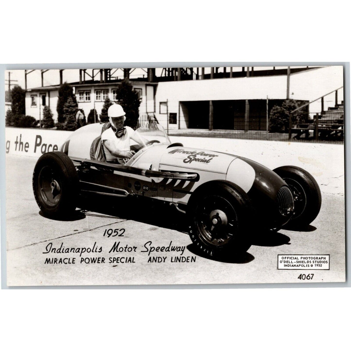 Indy 500 RPPC Postcard "1952 Andy Linden" Official Race Photo Unposted VGC
