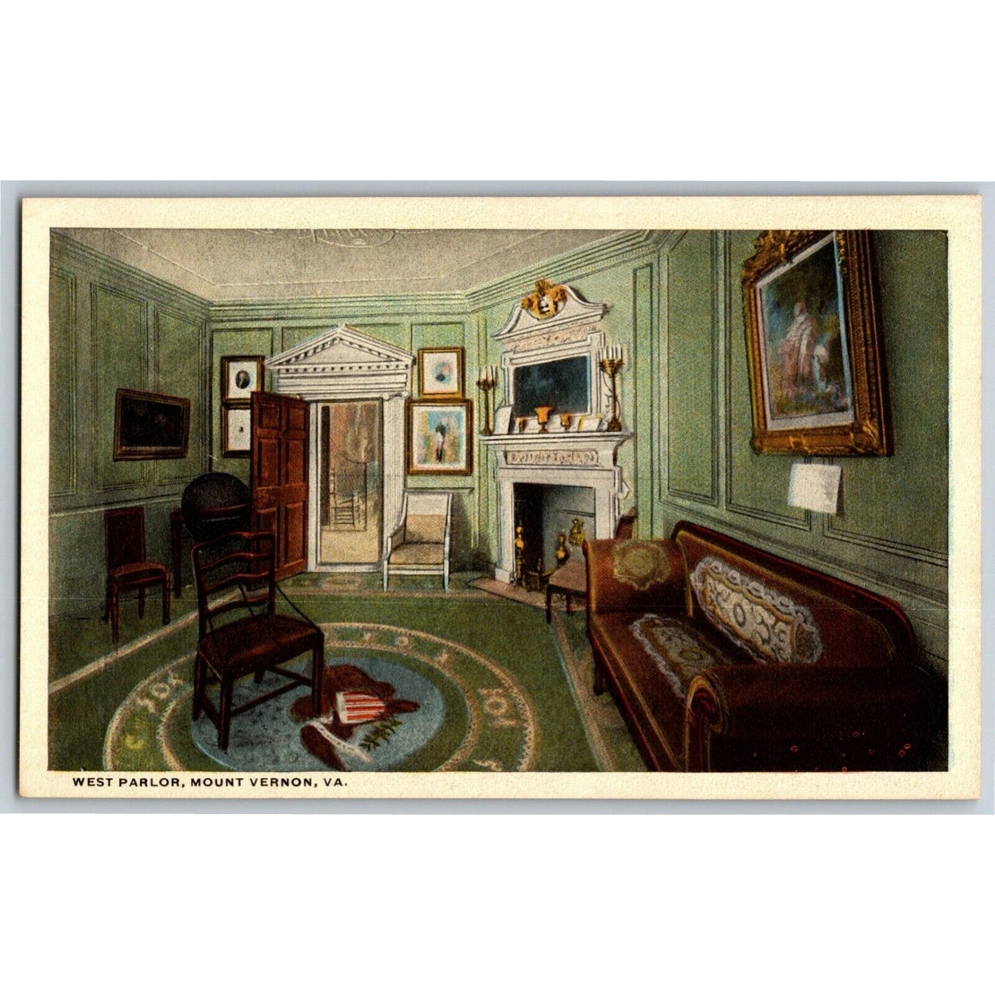 West Parlor, Mount Vernon, VA - Vintage Postcard - NP