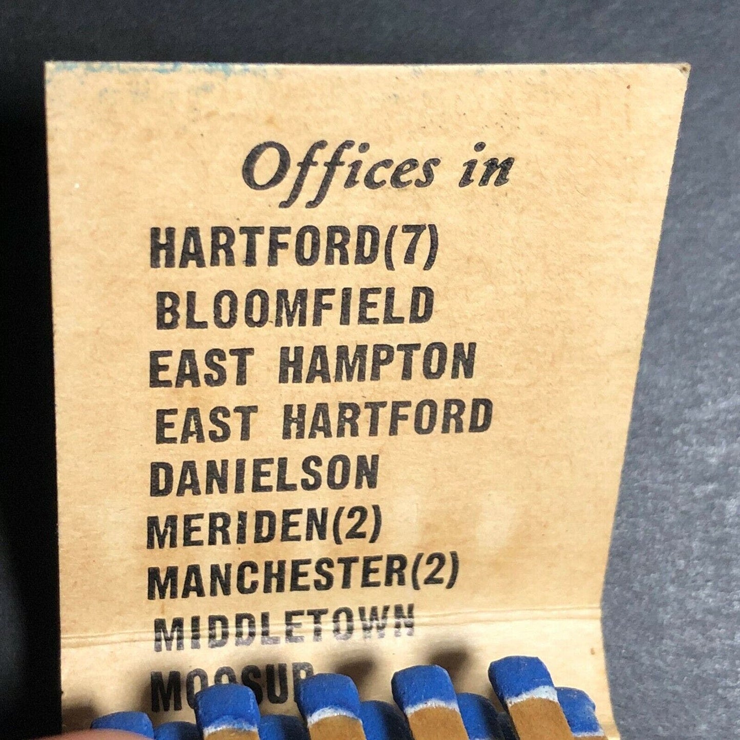 1950's-60's Full Matchbook "The Connecticut Bank" "26 Offices in 18 Communities"
