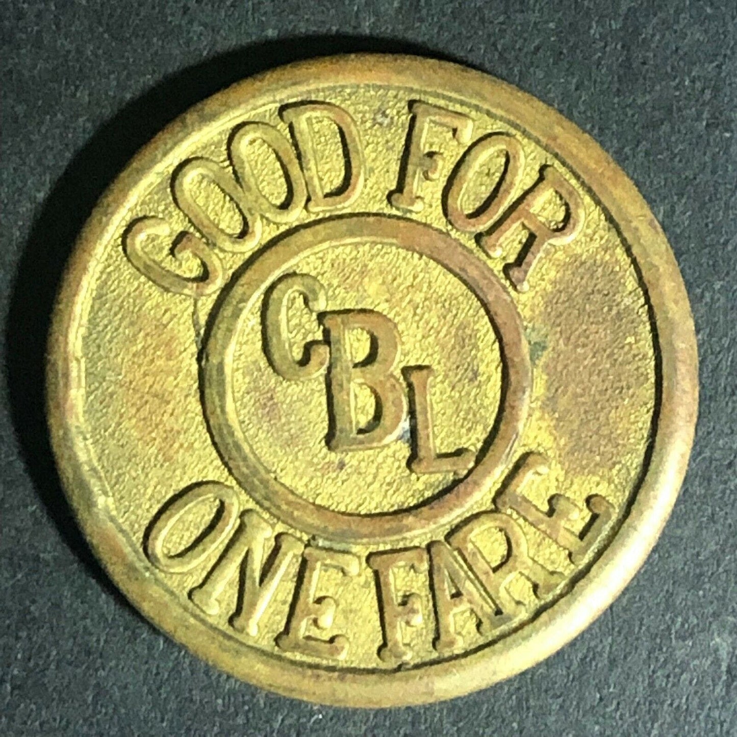 Scarce (Columbia) City Bus Lines CBL MO G/F One Fare Brass Token 23mm