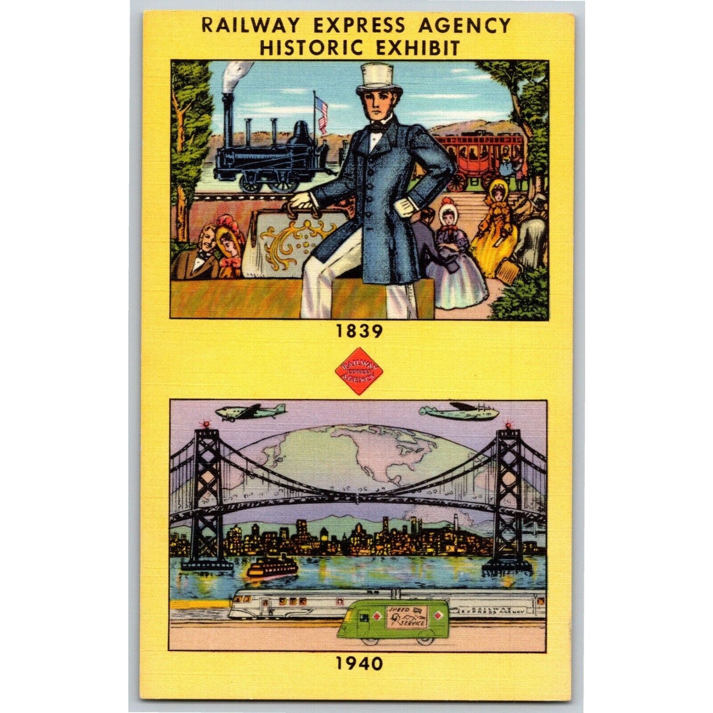 1940 San Francisco World's Fair Linen Postcard - Railway Express Exhibit