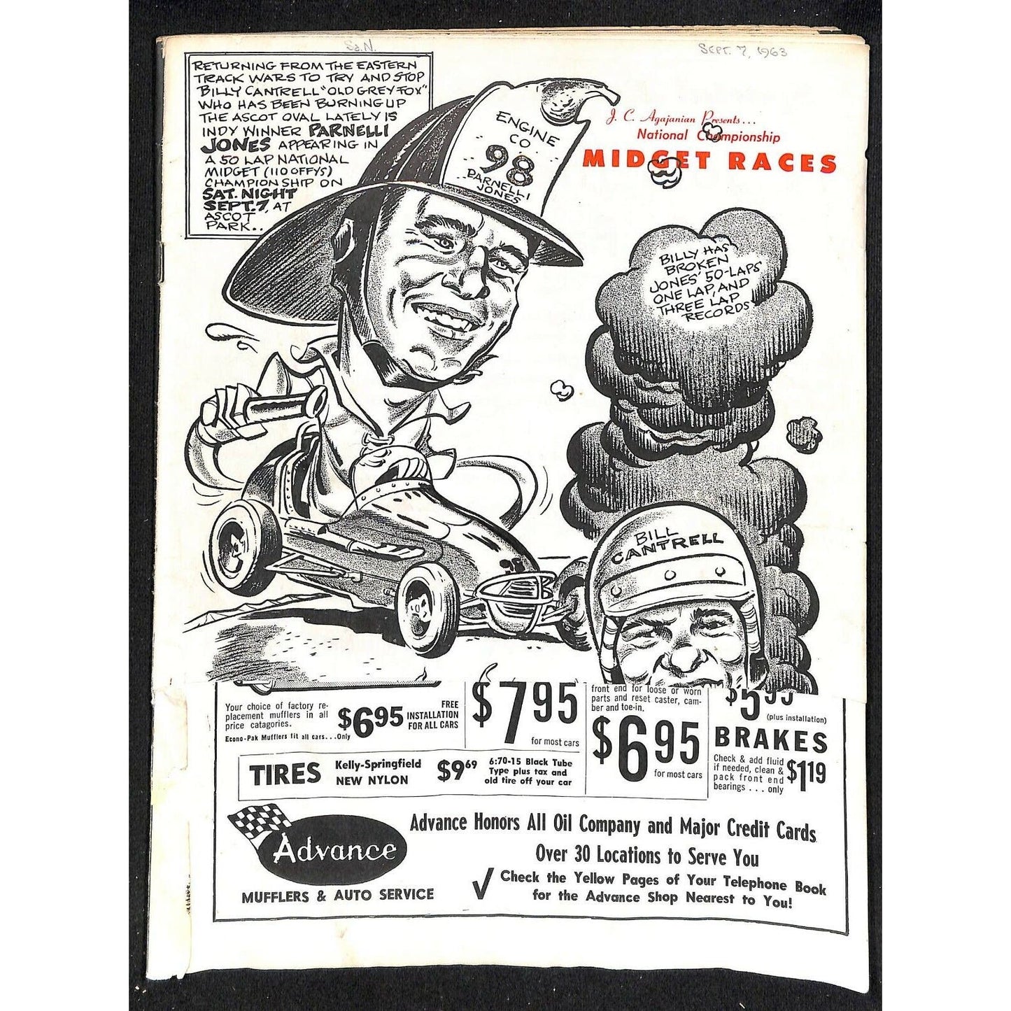 Scarce 1963 USAC National Championship Midget Races Program 20 pp. Cut Cover