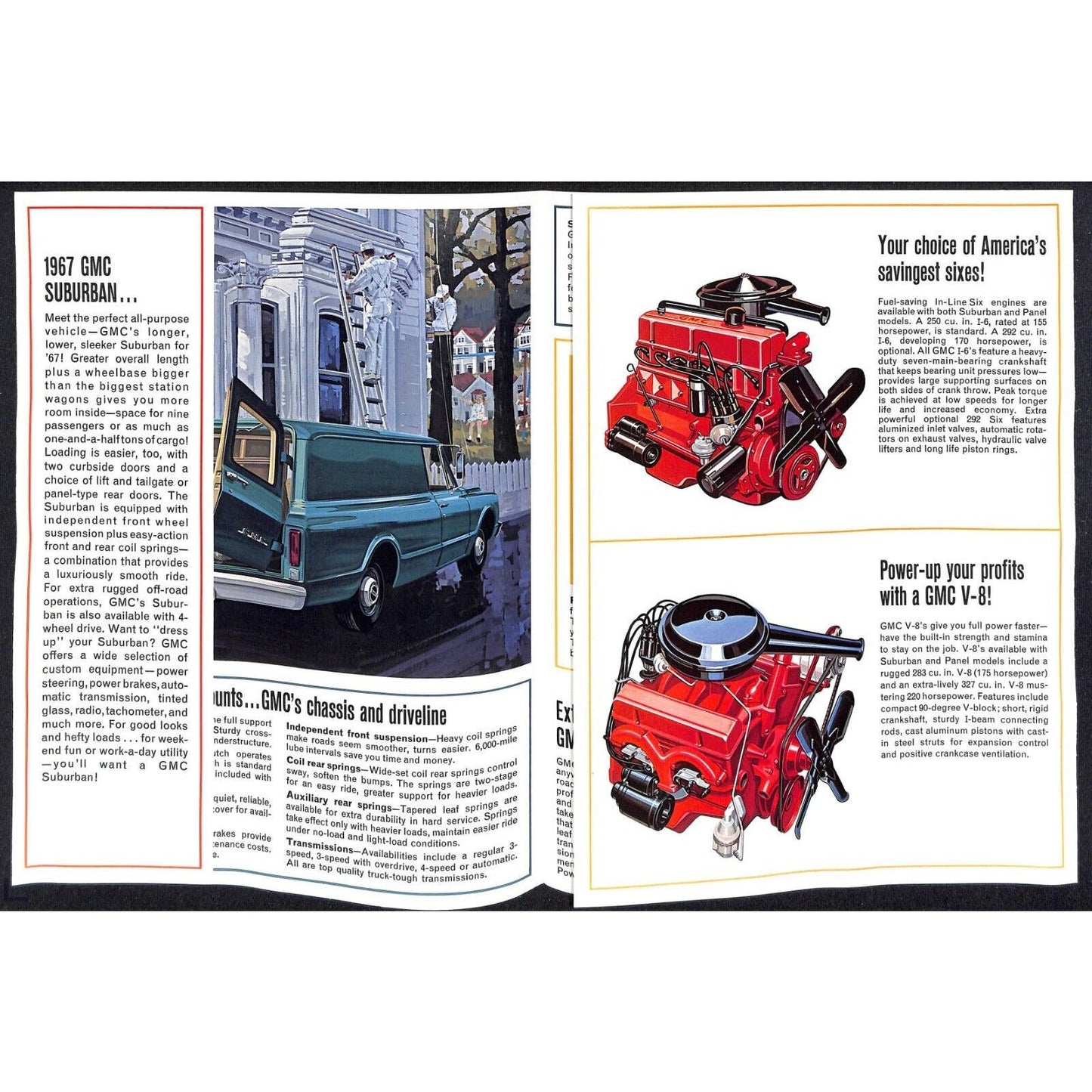 1967 Trucks GMC Suburban and Panel Models Single Sheet Tri-Fold Brochure VGC