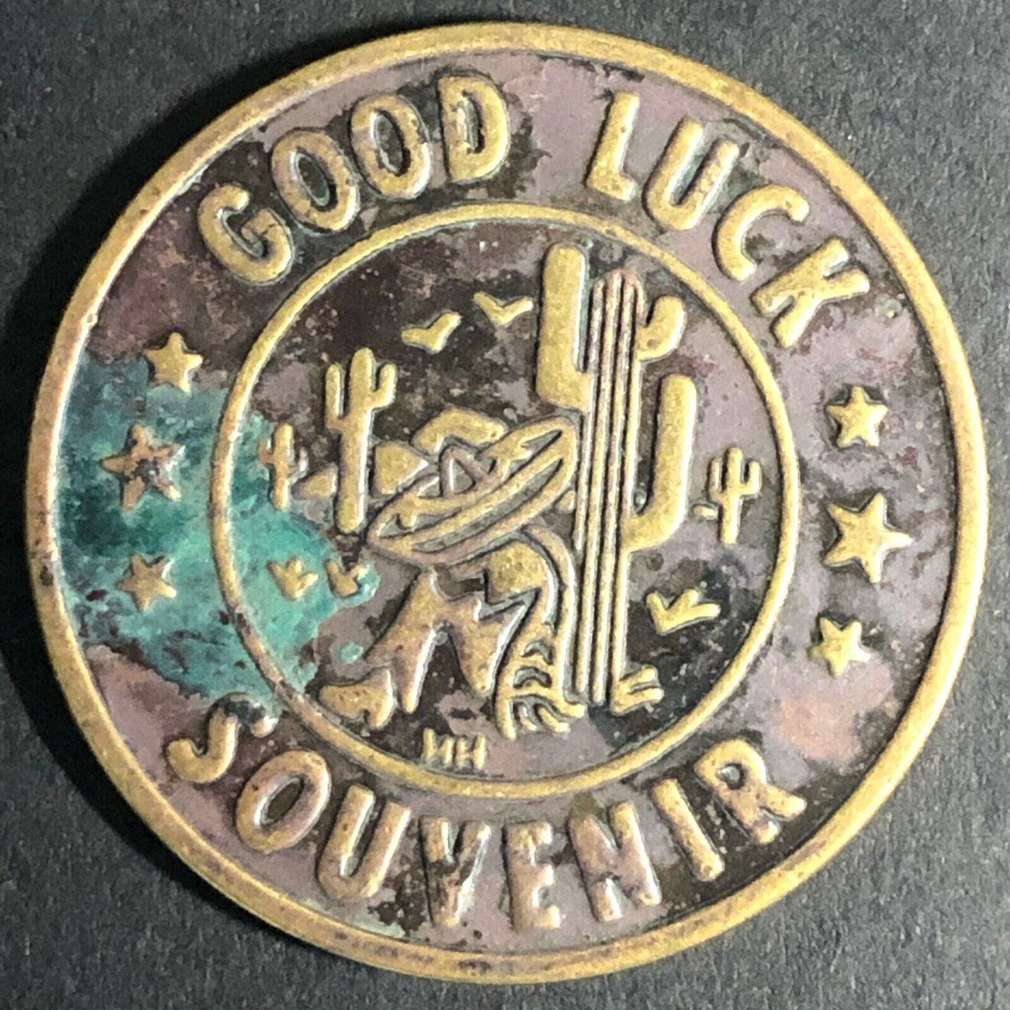 29mm Brass "South of the Border" South Carolina Good Luck Token Fauver Coll.