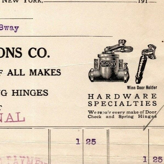 1915 "Henry Pearl & Sons Co." Keys Locks Billhead Letterhead Murray St, NYC
