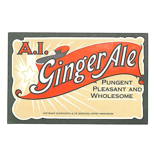 A.I. Ginger Ale Pungent and Pleasant Soda Paper Label Duckworth c1930's-40's
