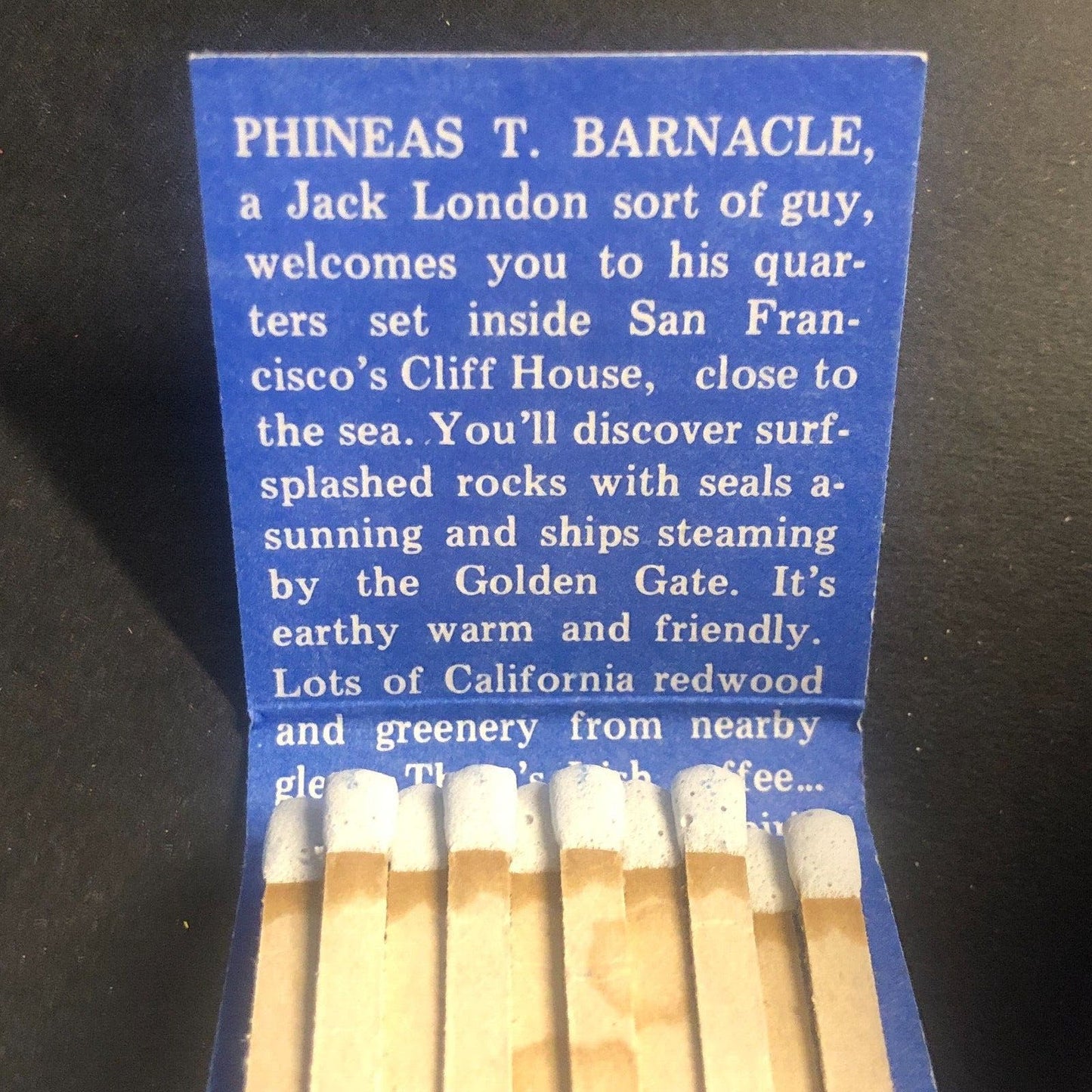 Phineas T. Barnacle Restaurant Mostly Full (-2) Vintage Matchbook c1974 Scarce