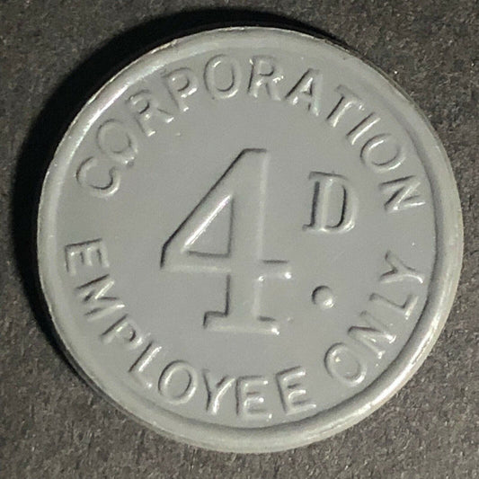 Barrow-In-Furness "Employee Only" England Plastic Token Grey 4D 22mm c50's-60's