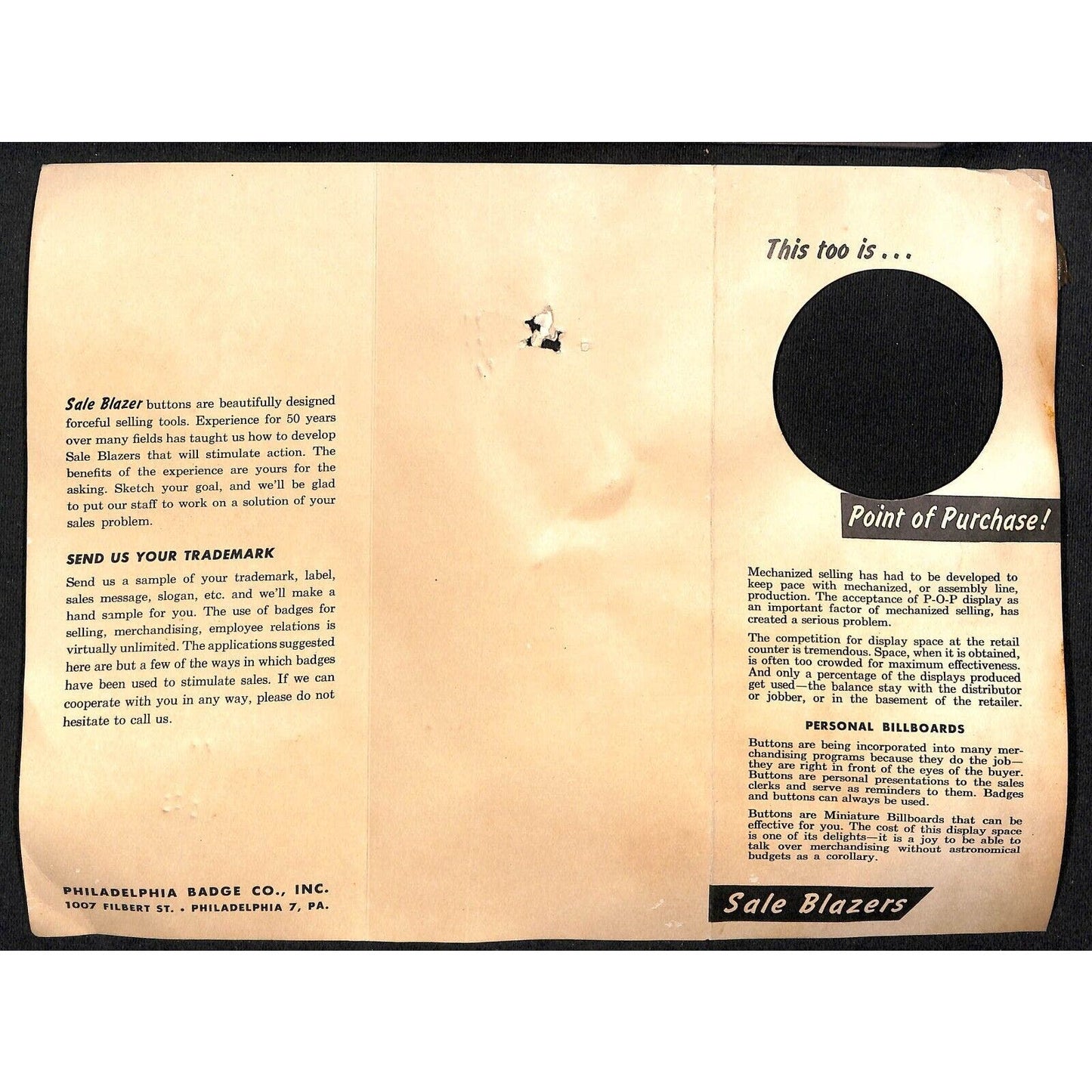Group of 6 c1945-55 Philadelphia Badge Flyer Letterhead Client List Paper
