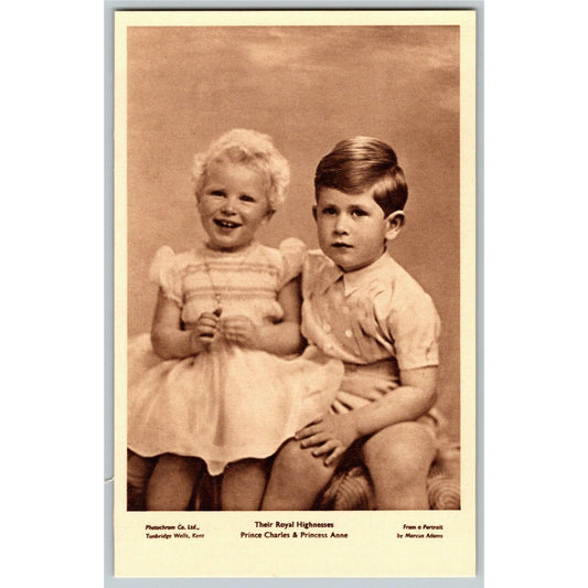 c1950's "Their Royal Highnesses" Charles & Anne PPC Postcard Unposted