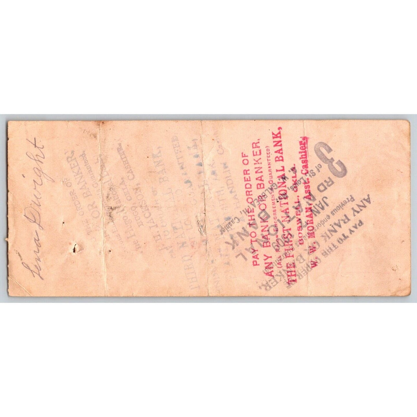 Garvin Oklahoma 1908 Bank Check - Scarce