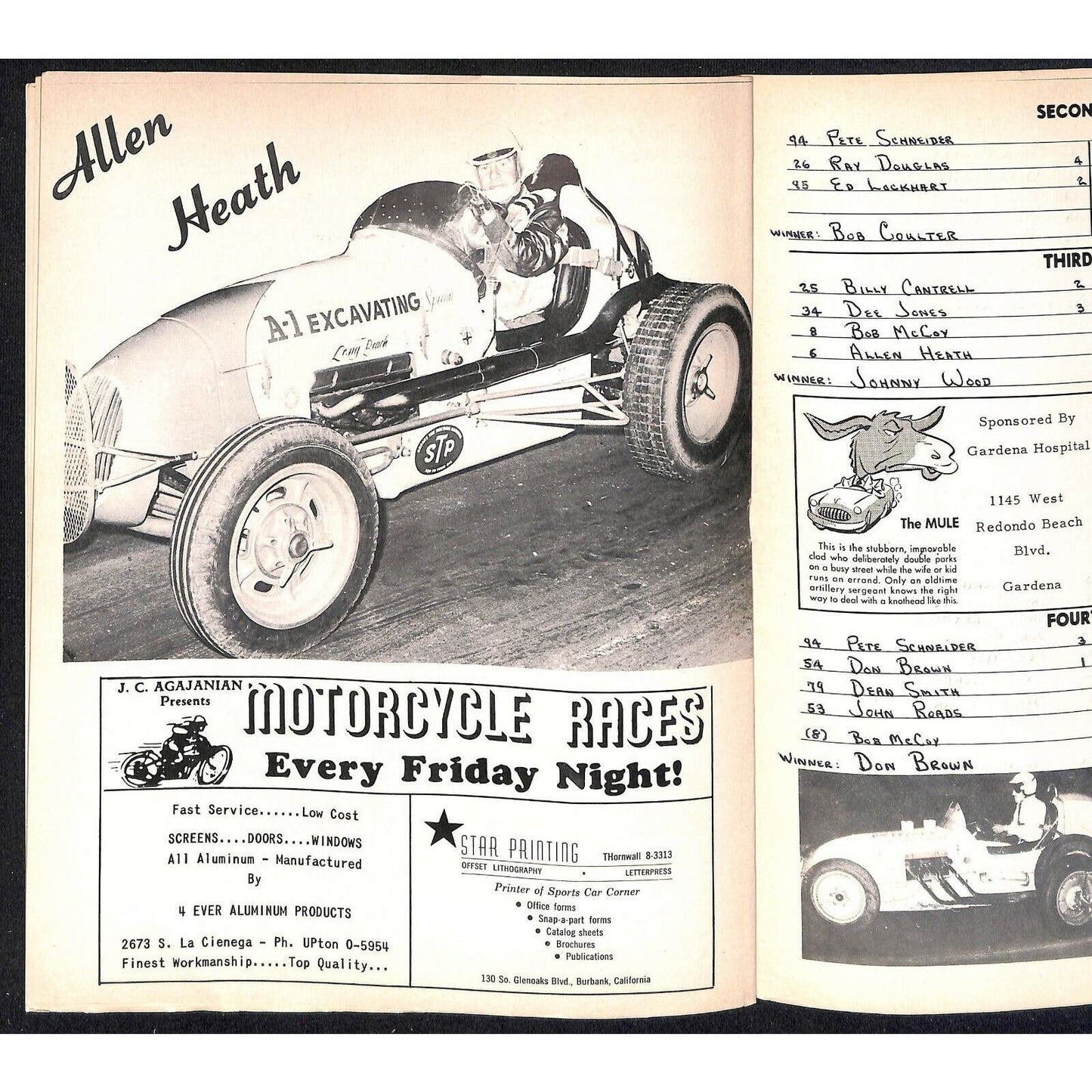 Scarce Sept 9 1964 Big Car Auto Racing Championship CRA Program Ascot 12pp.