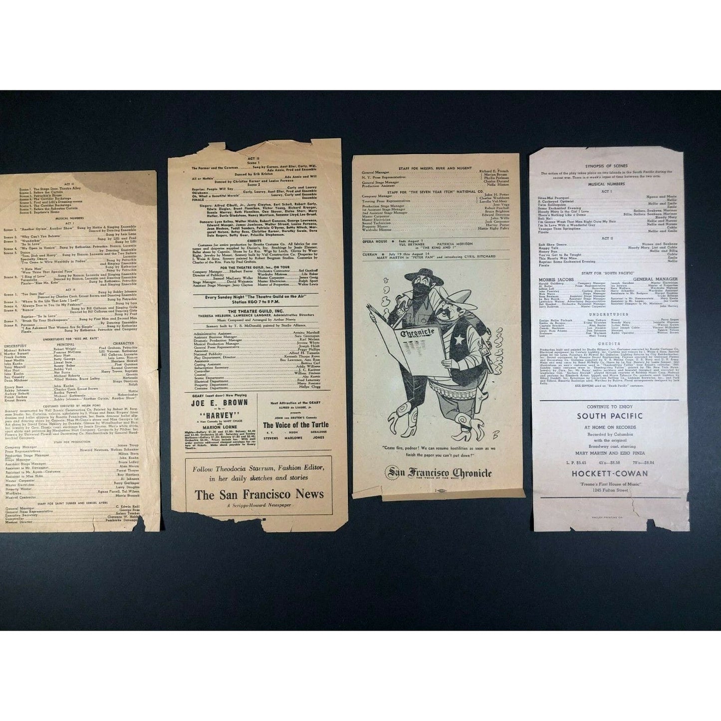 Group of 4 194o's-5o's San Francisco Musical Theater Playbills South Pacific +