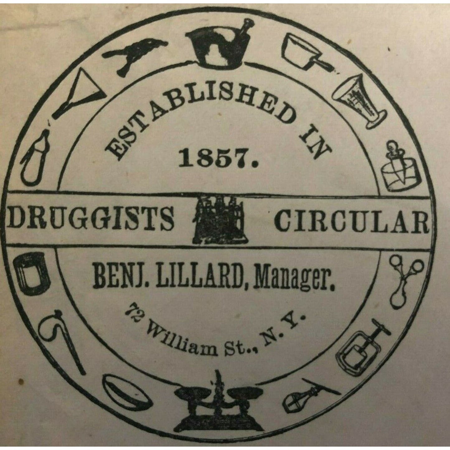 Scarce 1893 "Druggists Circular" Advertising Cover - 72 William St. NYC
