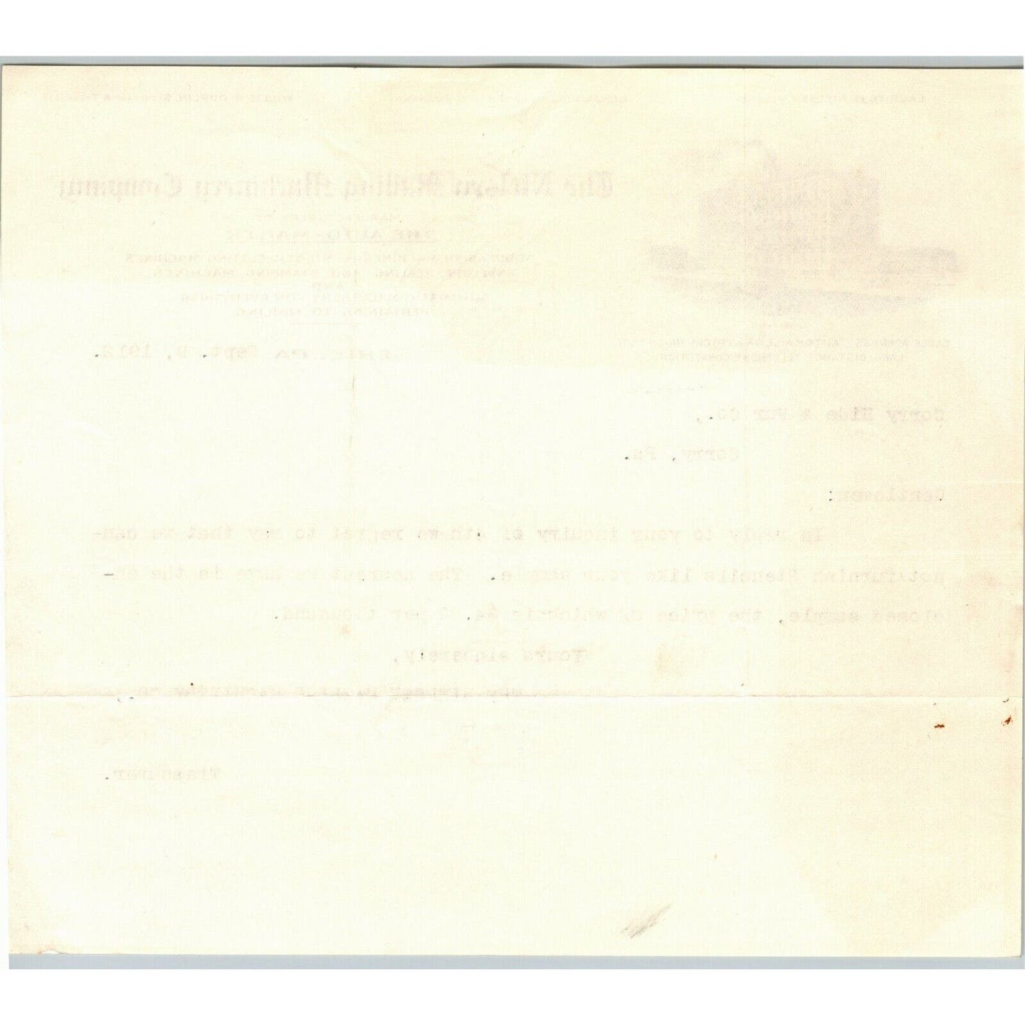 Nielsen Mailing Machinery Co. 1912 Letterhead Erie, PA Auto Mailer Stencil