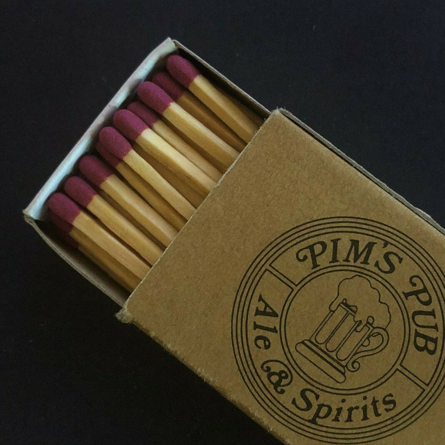 c1970's-80's Wooden Matchbox Matchbook "Pim's Pub Ale & Spirits" Lexington