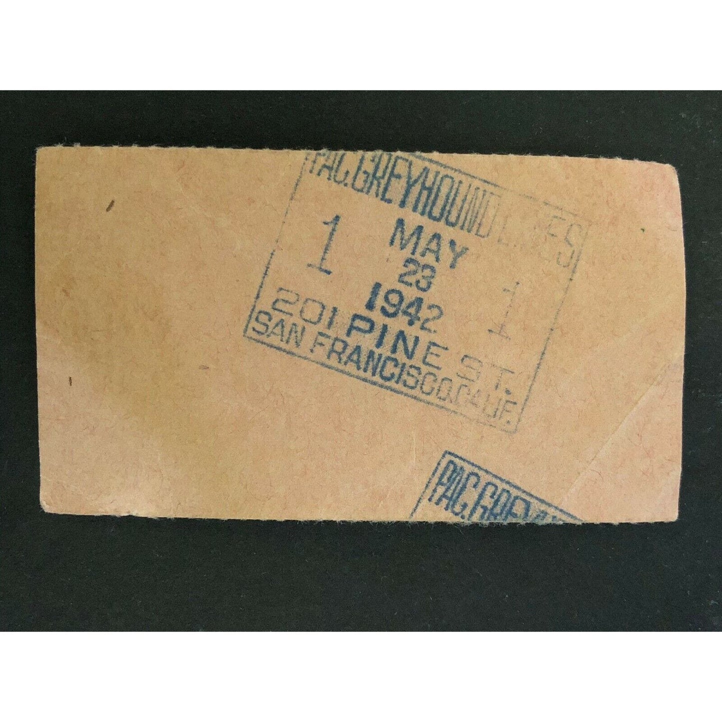 Pacific Greyhound Bus Lines I.D. Check / Ticket "Santa Clara" 76035 1942