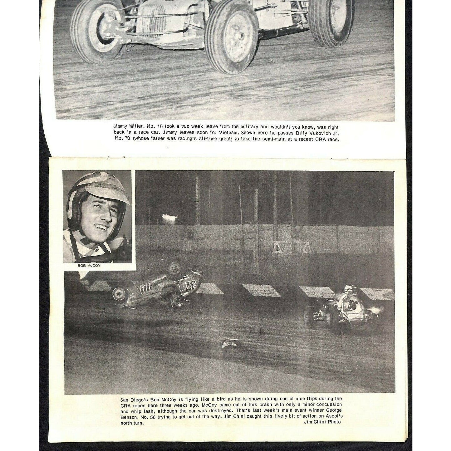 Scarce 1966 Sprint Car Auto Racing CRA Program Ascot Park 16pp.