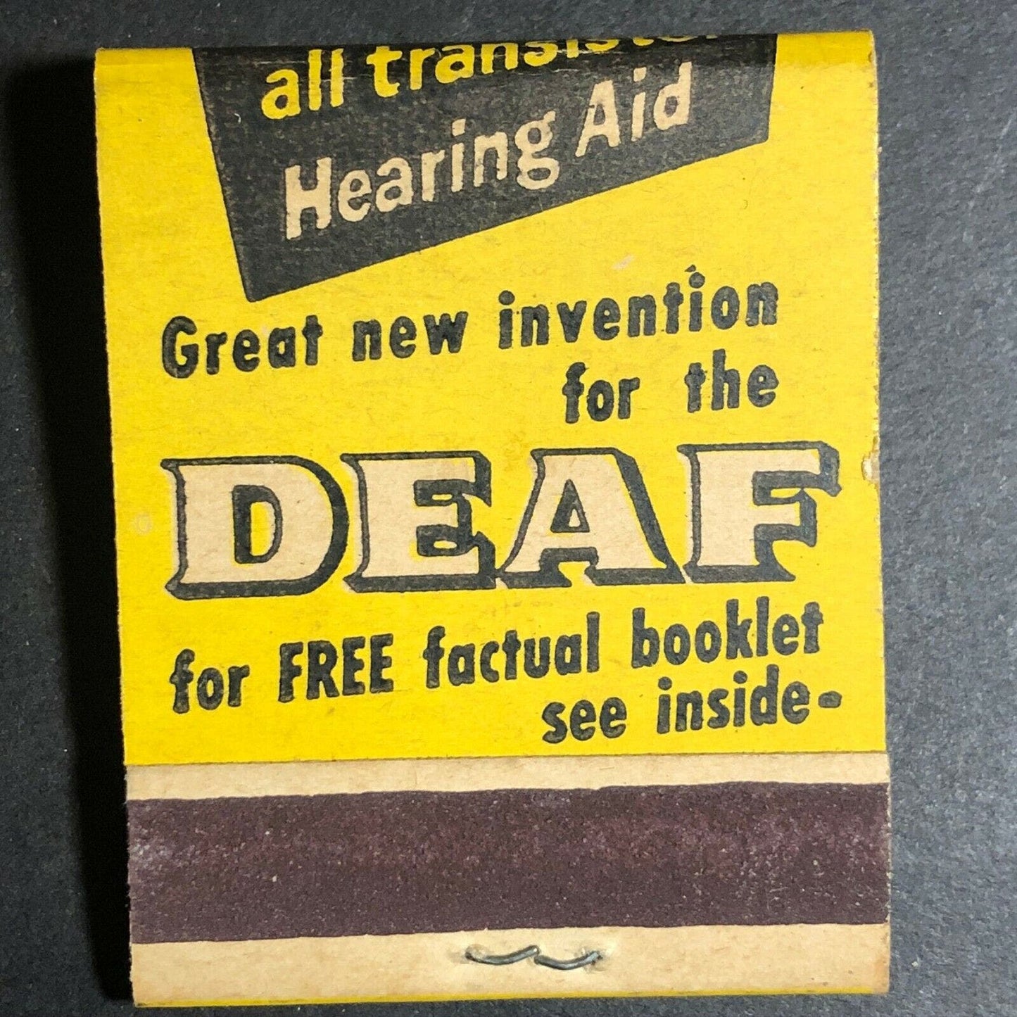 1950's-60's Full Matchbook "Beltone Hearing Aid" "Great Invention for the Deaf"