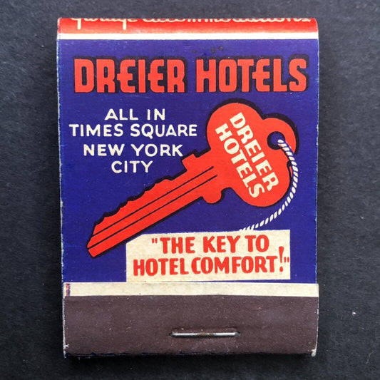 Dreier Hotels Times Square New York Full Matchbook c1940's VGC Scarce