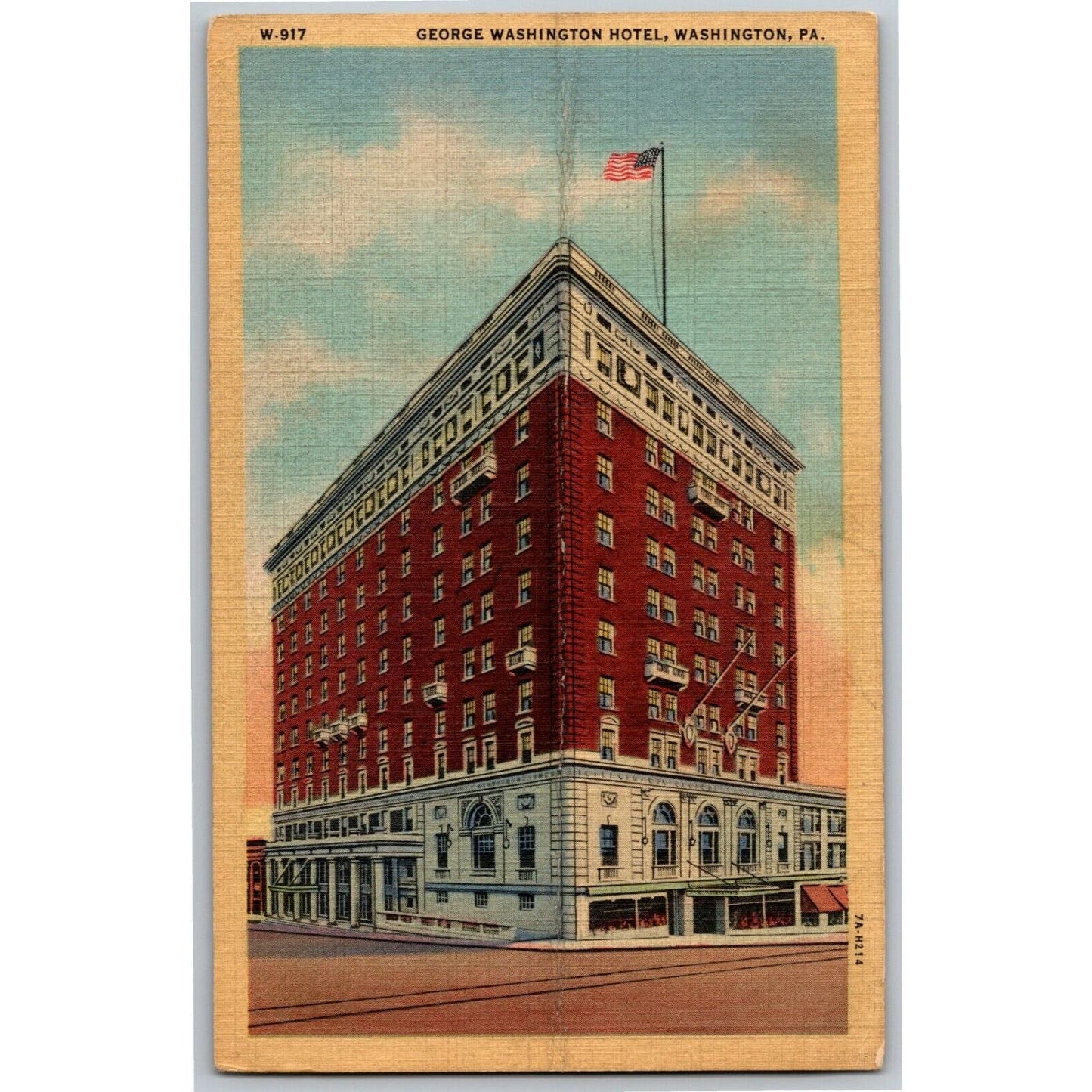 Vintage Linen Postcard - George Washington Hotel, Washington , PA