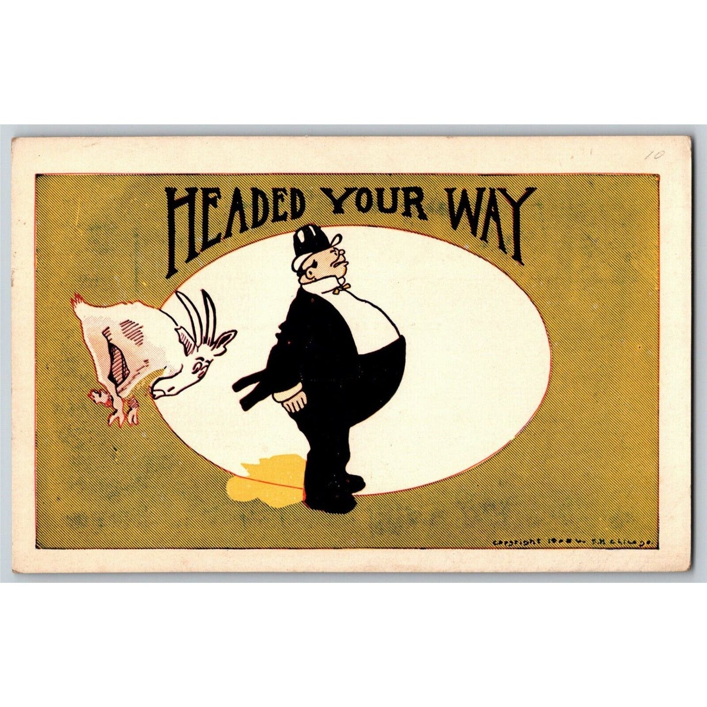 "Headed Your Way" c1905 Undivided Comic Farm / Goat Humor Postcard