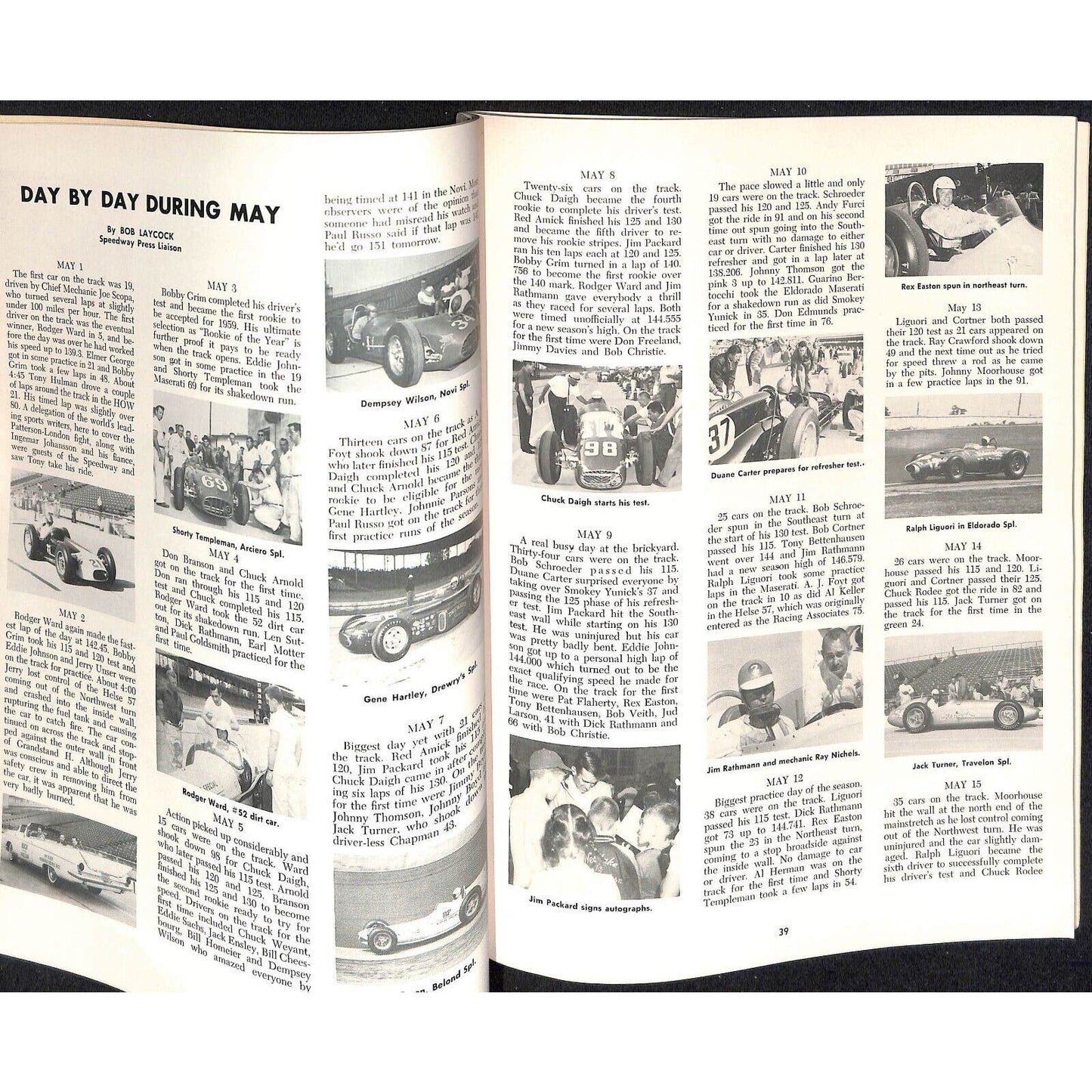 1959 Indy 500 Floyd Clymer's Indianapolis Yearbook IMS 136pp - VGC