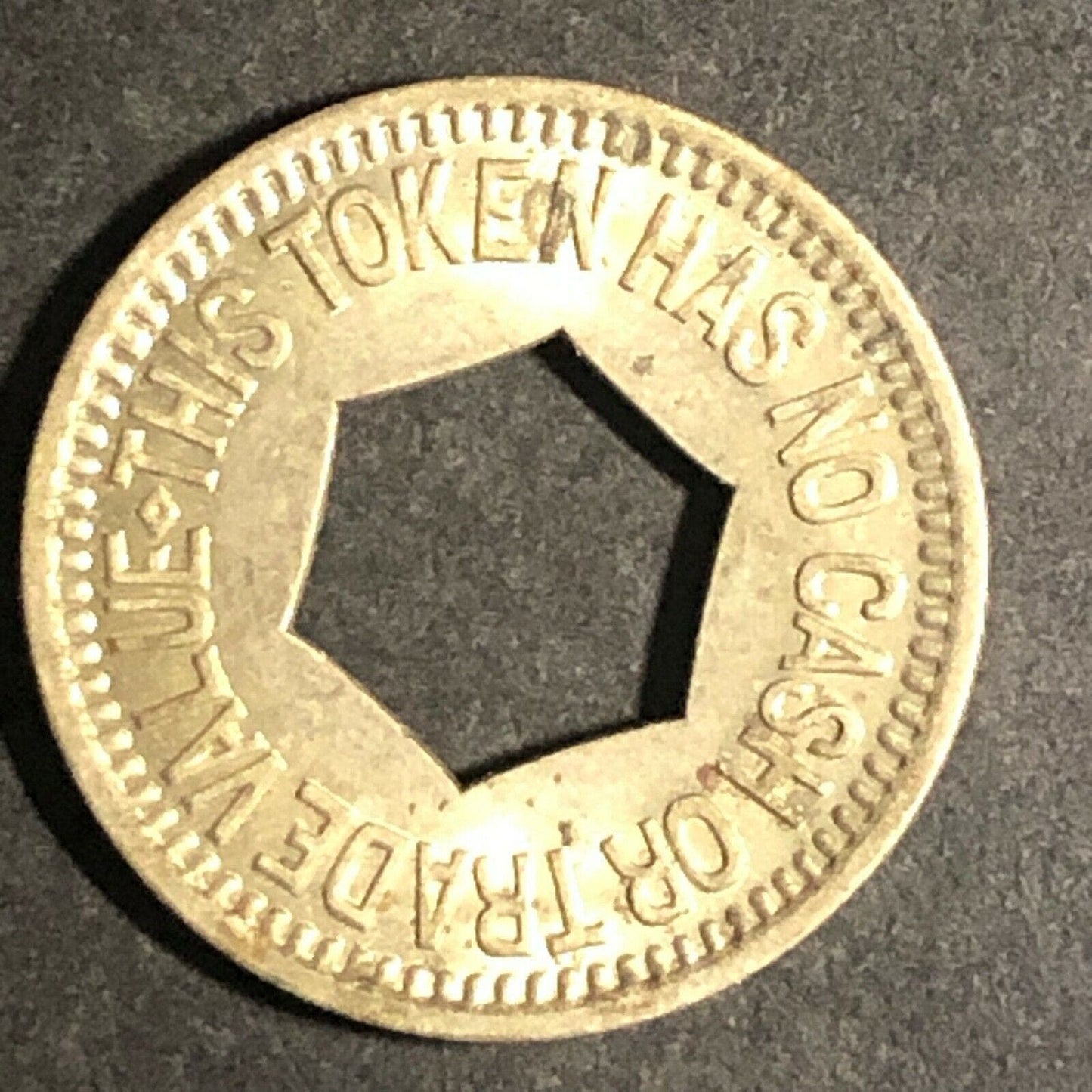 Vintage 17.8mm Plated Brass "Bantam Amuzment Only " Donut Token