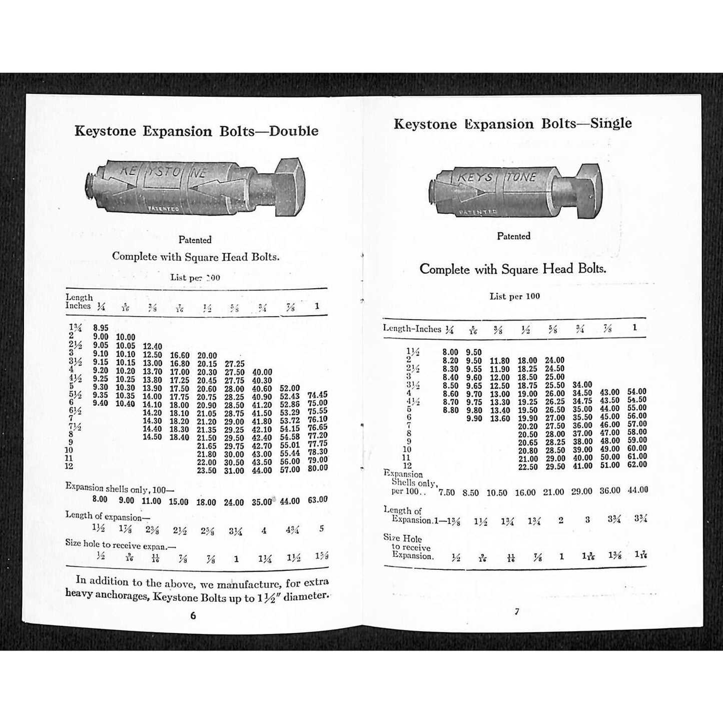 Diamond Expansion Bolt Co. Catalogue West & Cedar St NYC 16pp c1915-20's VGC