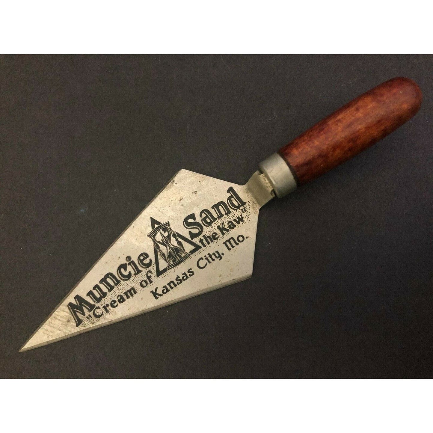 c1920's-30's 5" Muncie Sand Kansas City Trowel Advertising Letter Opener - VGC