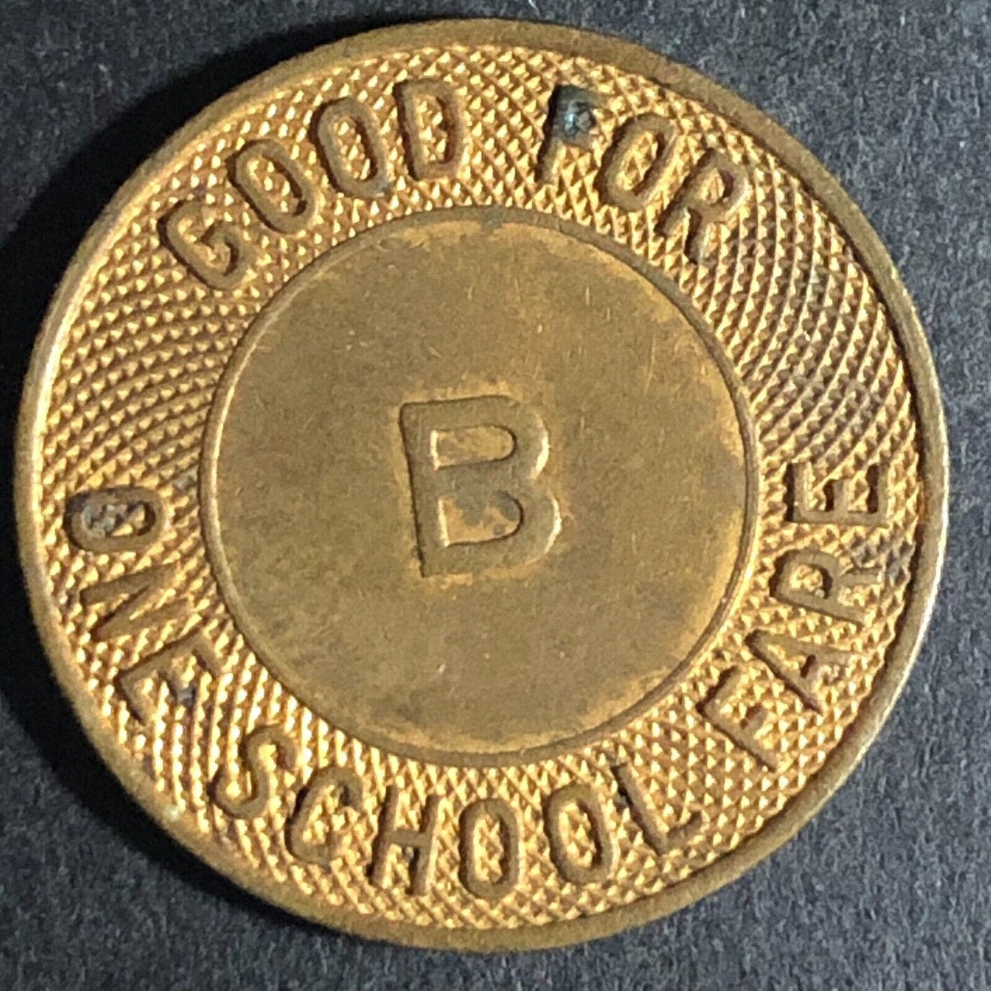 Niles Transit Lines Ohio Brass G/F One School Fare Token 23mm c1947 Scarce