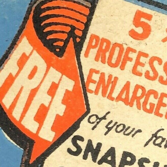 1940's-50's Full Matchbook - "Free Enlargements" Hollywood Film Studios