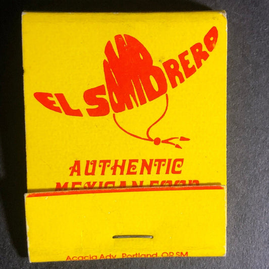 El Sombrero Mexican Restaurant Redwood Valley, CA Full Matchbox c1975-85