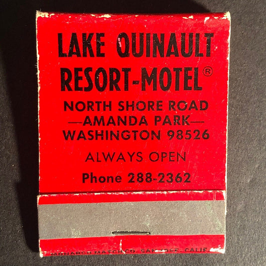Lake Quinault Resort-Motel Washington 20-Strike Full Matchbook c1960's VGC