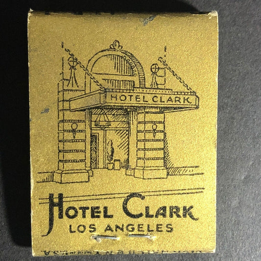Hotel Clark Los Angeles 20-Strike Full Matchbook c1930's-40's Very Scarce