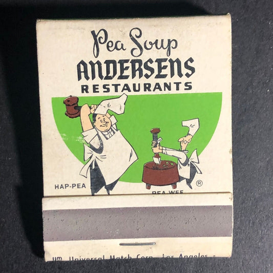 Andersens Restaurants Buellton, CA Matchbook c1960's Full 20-Strike VGC