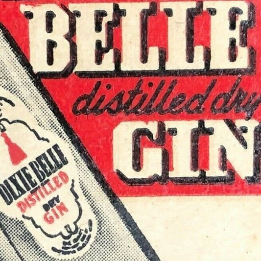 1940's-50's Full Matchbook - Dixie Belle Gin - Continental Distilling Corp.