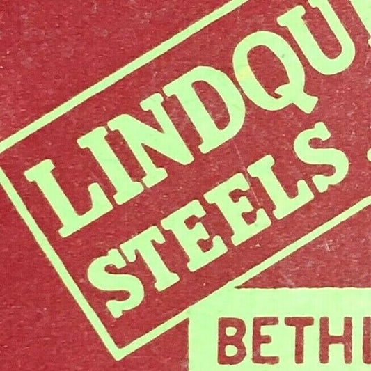 Lindquist Steels Bridgeport, CT c1940's-50's Full Matchbook