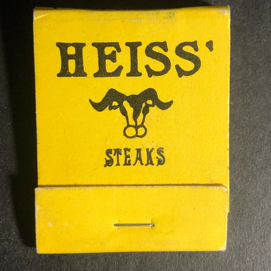 Heiss' Steaks Seafood Carson City Nevada 20-Strike Matchbook c1975-85 VGC Scarce
