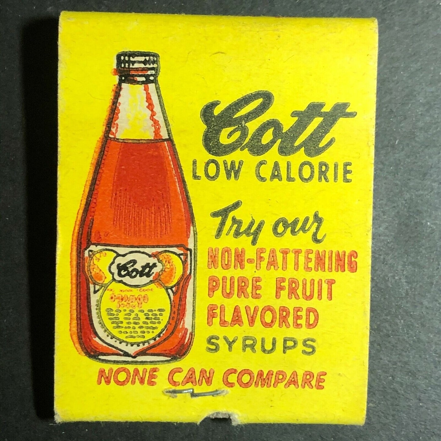 1940-50's Full Matchbook Advertising - Cott Fruit Flavored Syrups