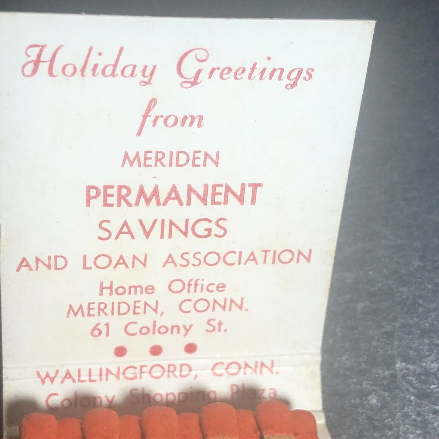 1950's-60's Full Matchbook "Meriden Permanent Savings and Loan" CT