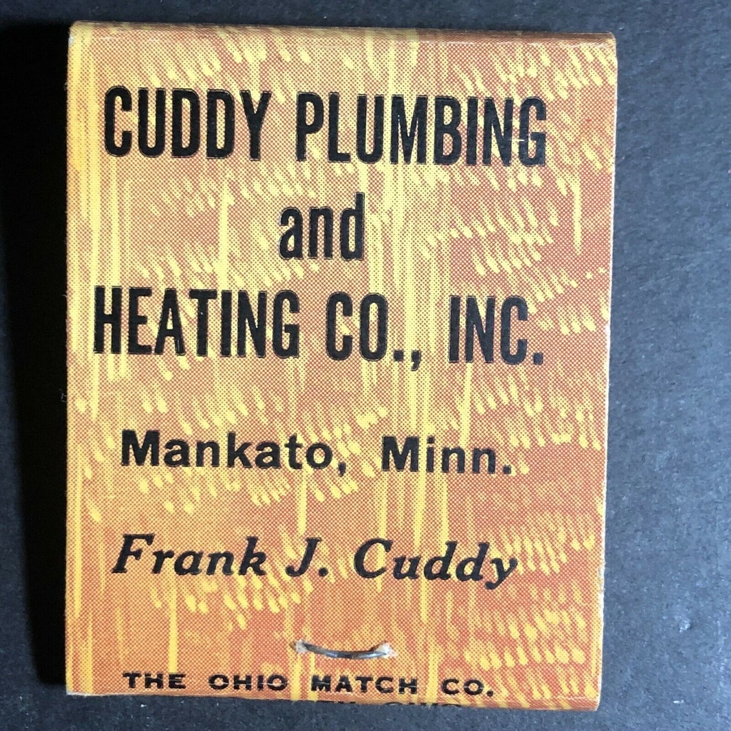 c1930's-40's Full Matchbook "Cuddy Plumbing and Heating" Mankato, MN