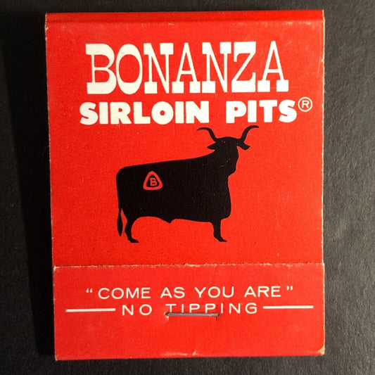 Bonanza Sirloin Pits Restaurants Illinois Full Matchbook c1973-83 VGC Scarce
