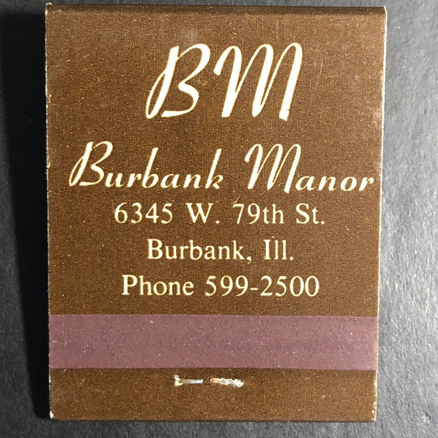 Burbank Manor / Restaurant Illinois Full Matchbook c1974-80's