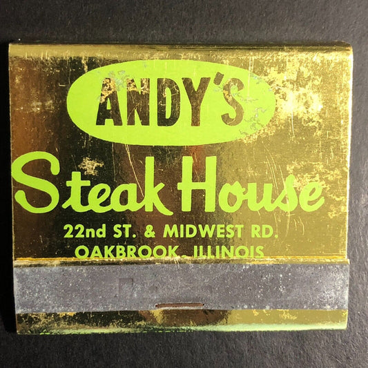 Andy's Steak House Oakbrook Full Matchbook c1960's-74 Gold Foil Scarce