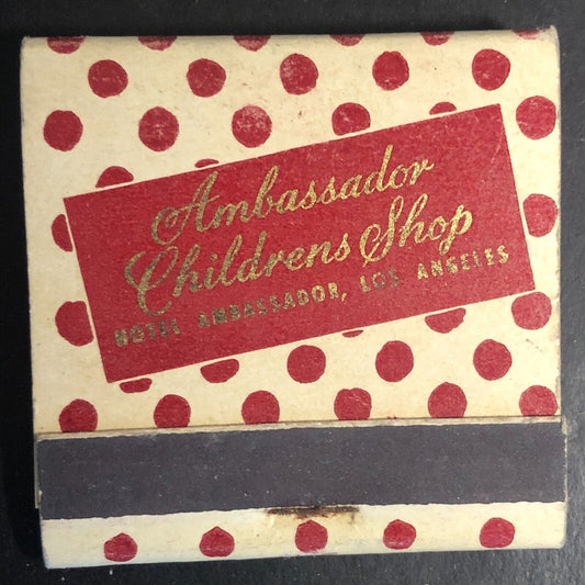 Hotel Ambassador Children's Shop Los Angeles  Full Matchbook c1940's-50's Scarce