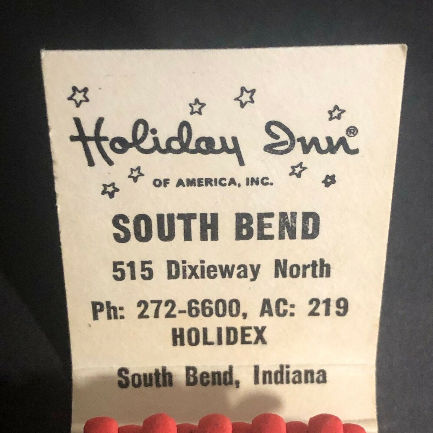 South Bend Indiana Holiday Inn Holidex Computer c1965-73 Full Matchbook